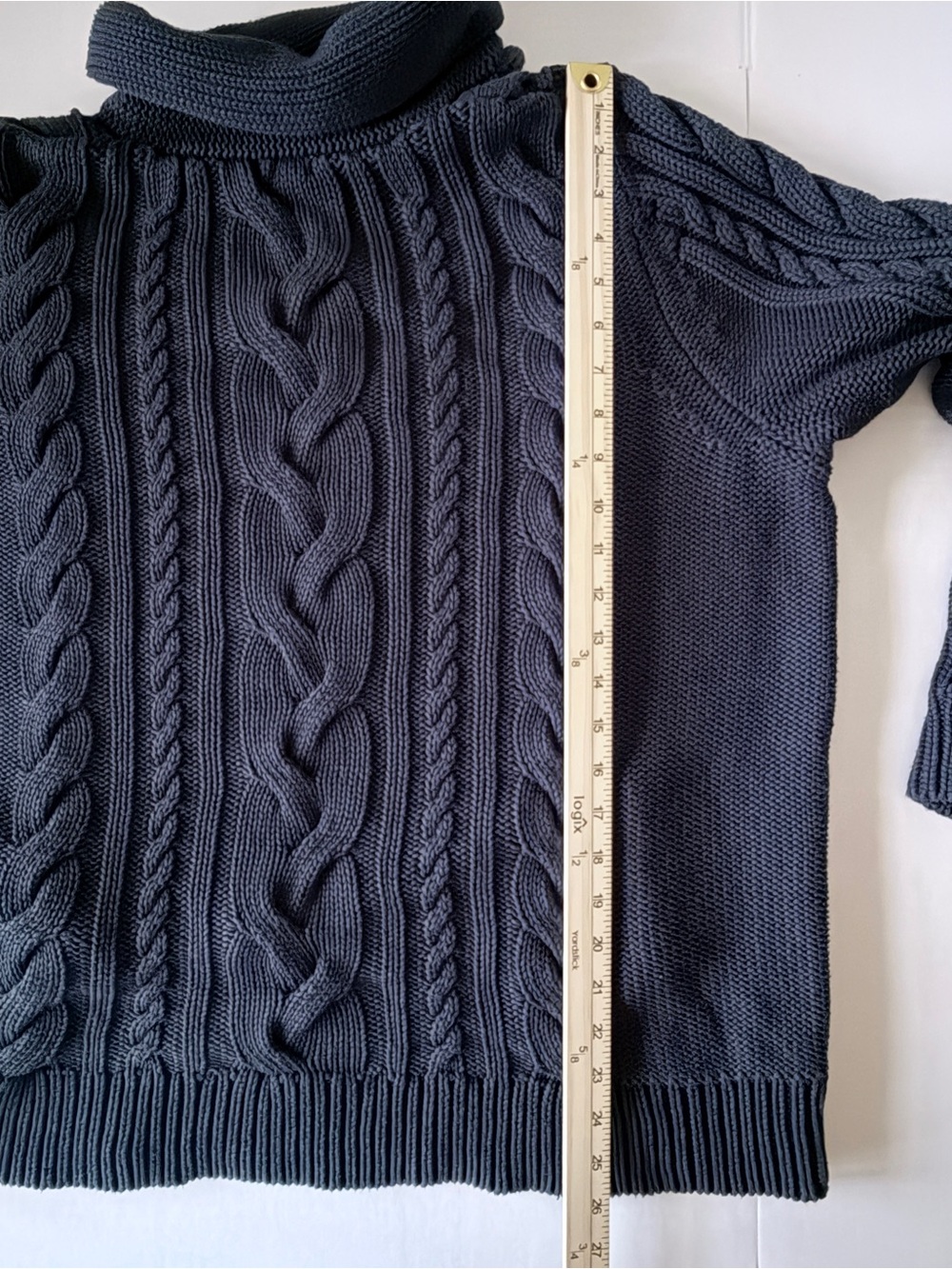 100% Cotton Navy Cable Knit Turtleneck Sweater - Women’s XXL - Picture 11 of 11